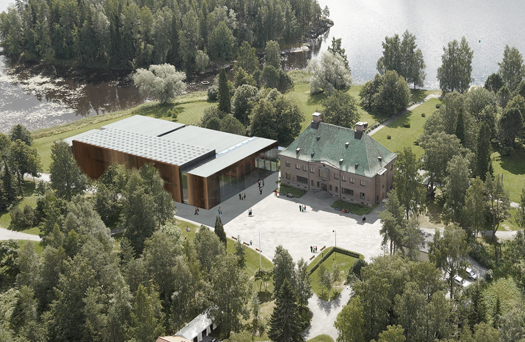 <div style=color:#000>Location:Finland 
              &nbspYear:2010</div>

<div>The international competition for the design of an extension for the Serlachius Museum Gösta (Joenniemi Manor), organized by the Gösta Serlachius Fine Arts Foundation, aimed at implementing a solution which is compatible with its unique natural and cultural environment, as well as functional and feasible. Located in a fascinating site on the lake distinct by its unique natural landscape, the extension was to contain facilities for travelling exhibitions, collections, conferences, representation functions and offices as well as a restaurant with auxiliary spaces. It also contained a new main foyer and ticket sales facilities with auxiliary spaces.
The volumetric composition of the new building consists of components of different heights that are connected in a whole that consists of individual but well integrated parts. The idea to make a whole out of elements comes as a reference to the present character of the immediate surrounding that could be perceived as an ensemble of architectural and vegetal sedimentations over time. This rationale enabled an organizational plan where internal programmatic applications are interwoven on many composition levels, thus allowing spatial synergies of various intensities.
The new building stands confidently alone while the positioning of the foyer allows it to act as a hinge between the old and the new and becoming the central space of the complex aiming to achieve a volumetric balance with the Joenniemi Manor (existing building). The height of the grounded brick base volume of the old building is respected and the foyer rises up to that point only. By this decision, the -new- demonstrates its respect to the -ld- and establishes a dialogue with it.</div>