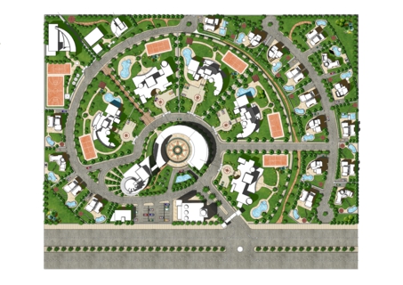 
<div style=color:#000>Location:Jeddah, KSA 
               Year:2009
               Status:Design Proposal
               Collaborators:
Wessam Consult</div>
A residential compound designed for a prominent Saudi family that would house the father, five sons and a number of grandchildren. The compound includes a central community and visitors center, a mosque, sports clubs for men and women among other facilities. The design utilized the tradition of strong family ties by emphasizing a central organization for the residential units that would ensure a close and continuous interaction between family members.
